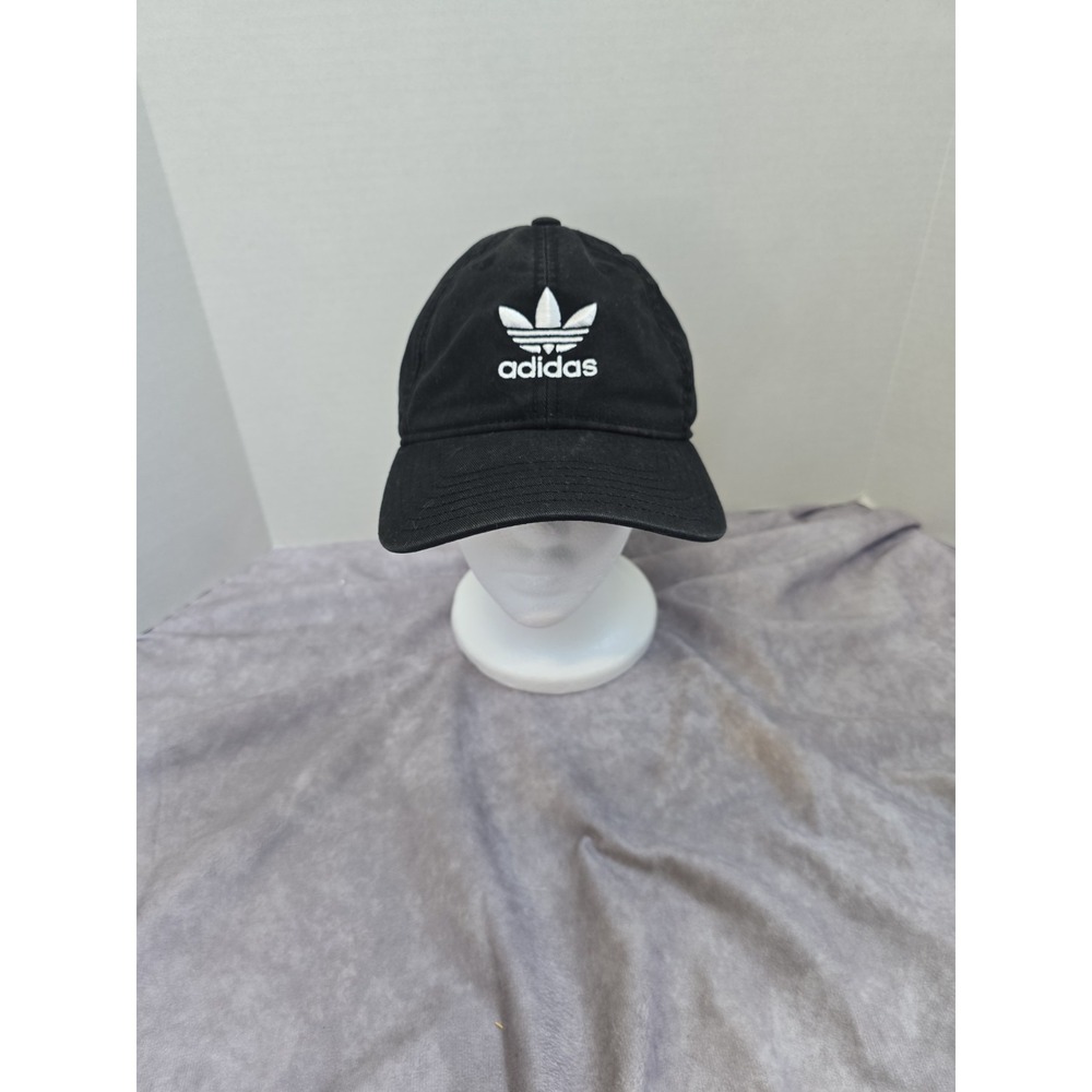 Adidas Baseball Cap Black Solid Trefoil Logo Adjustable Unisex Adults One Size